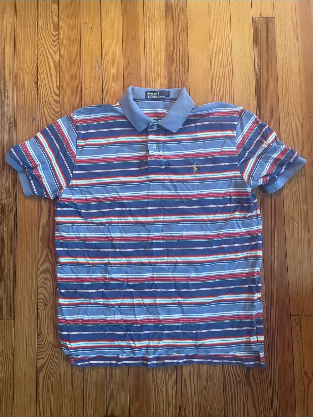 Ralph Lauren Men's Multi-Striped Blue Polo Shirt
